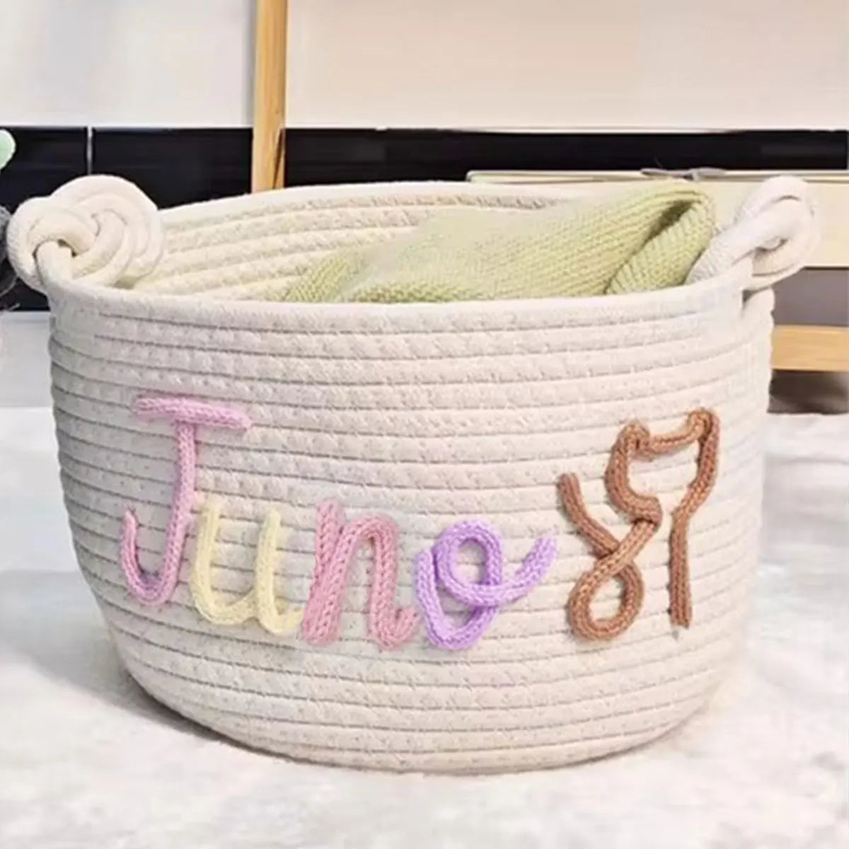 1pc personalized cotton rope dog toy basket, pet toy storage basket, pet name gift basket, holiday decoration gift, Easter gift
