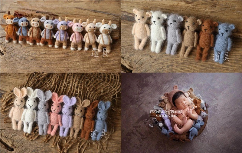 Handmade Dolls Knitted Rabbit Bear  Newborn Photography Props Baby Photography Studio  Accessoires
