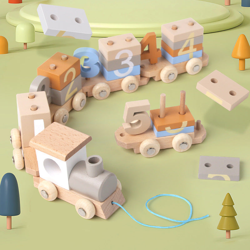 <font dir="auto" style="vertical-align: inherit;"><font dir="auto" style="vertical-align: inherit;">Young Children's Wooden Early Education Enlightenment Digital Color Cognition Assembled Building Blocks Dragging Train Educational Toys</font></font>