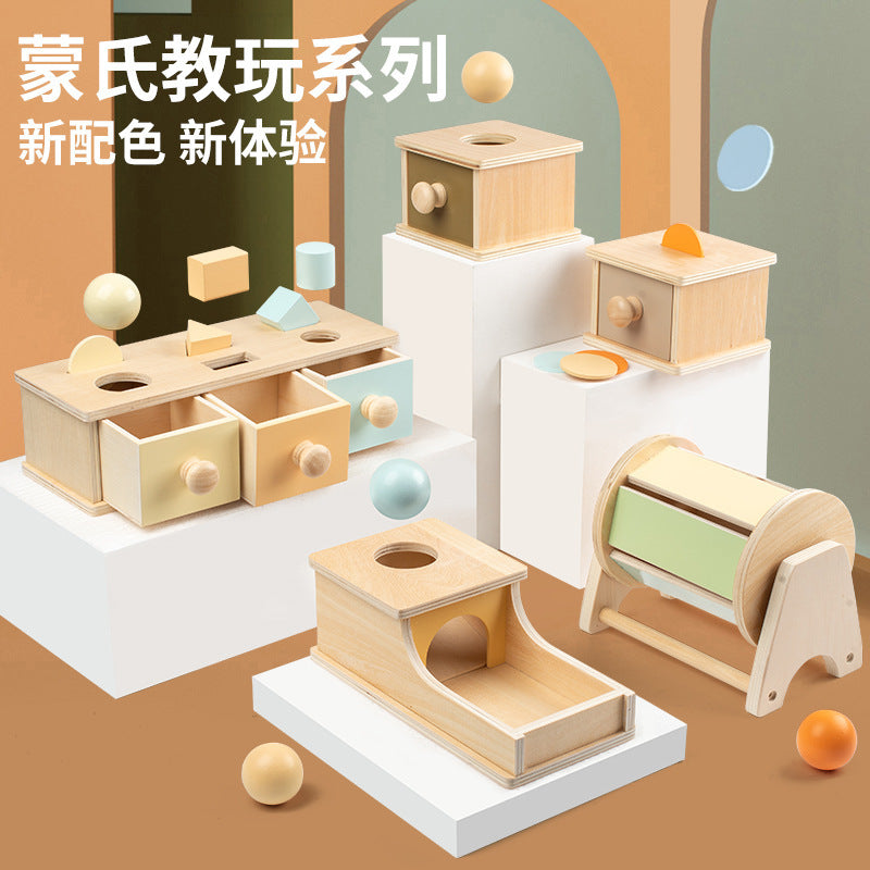 <font dir="auto" style="vertical-align: inherit;"><font dir="auto" style="vertical-align: inherit;">Cross-border children's early education intelligence development coin box Montessori wooden ball drawer target box teaching aids educational toys</font></f