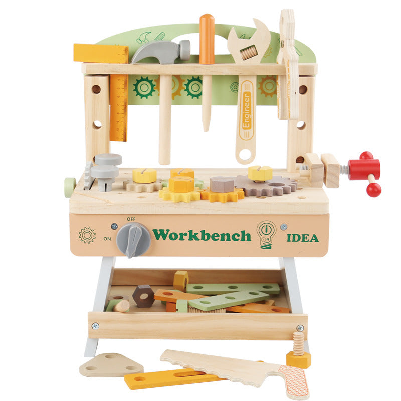 <font dir="auto" style="vertical-align: inherit;"><font dir="auto" style="vertical-align: inherit;">Children's wooden multifunctional disassembly nut combination simulation maintenance tool table parent-child interactive early education educational toys</