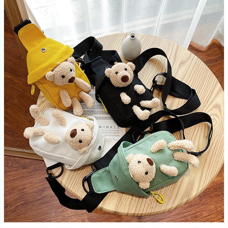 <font dir="auto" style="vertical-align: inherit;"><font dir="auto" style="vertical-align: inherit;">Popular Bear Canvas Bag 2025 New Trendy Shoulder Crossbody Bag Cartoon Ins Cute Bag Custom Packaging</font></font>