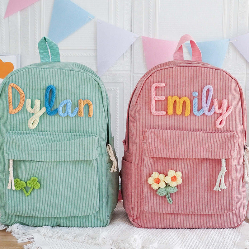 <font dir="auto" style="vertical-align: inherit;"><font dir="auto" style="vertical-align: inherit;">2025 cross-border explosions primary school student schoolbag custom cute men's and women's shoulder corduroy children's backpack factory wholesale</font><
