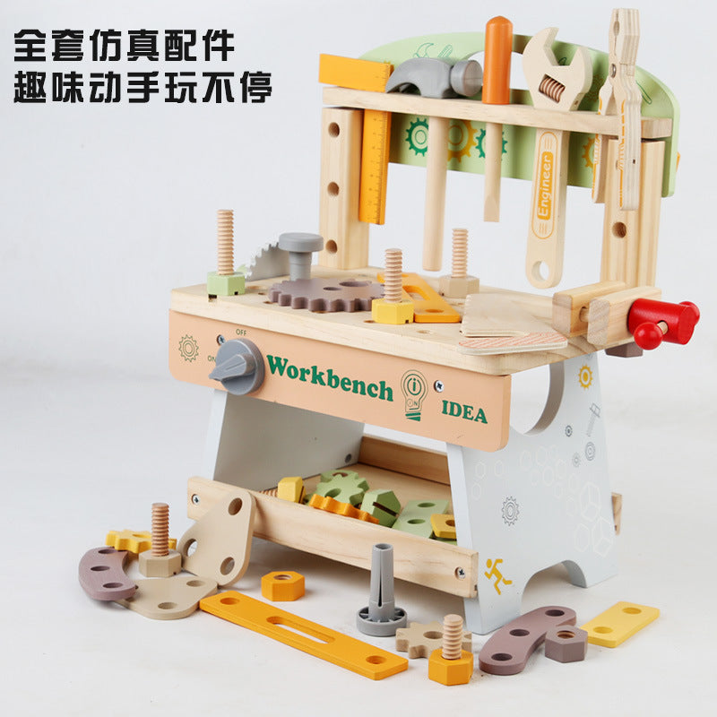 <font dir="auto" style="vertical-align: inherit;"><font dir="auto" style="vertical-align: inherit;">Children's wooden multifunctional disassembly nut combination simulation maintenance tool table parent-child interactive early education educational toys</
